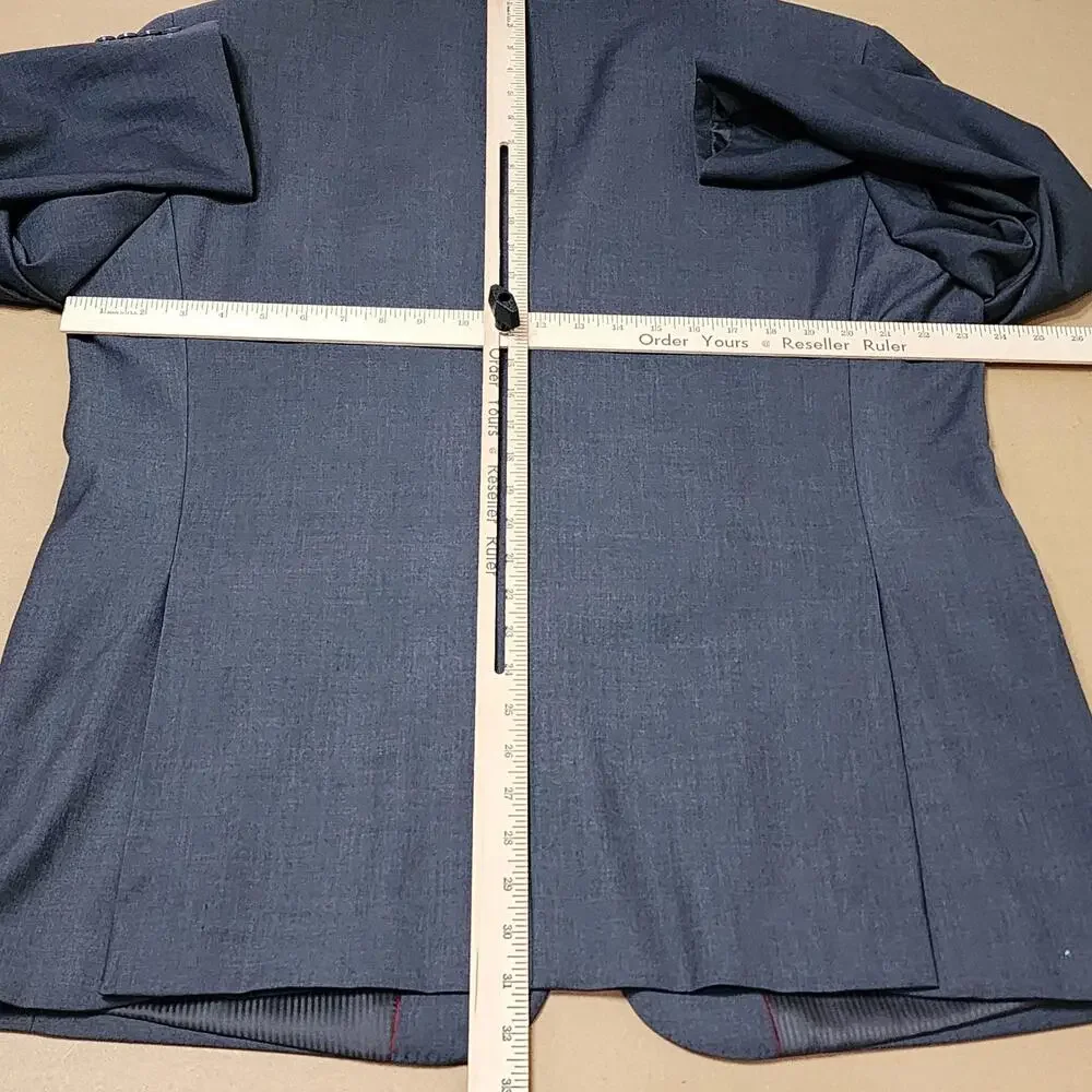 Vinci Suit Mens 44 38x29 Gray Poly Rayon Solid 3 Piece Classic Fit Notch Lapel